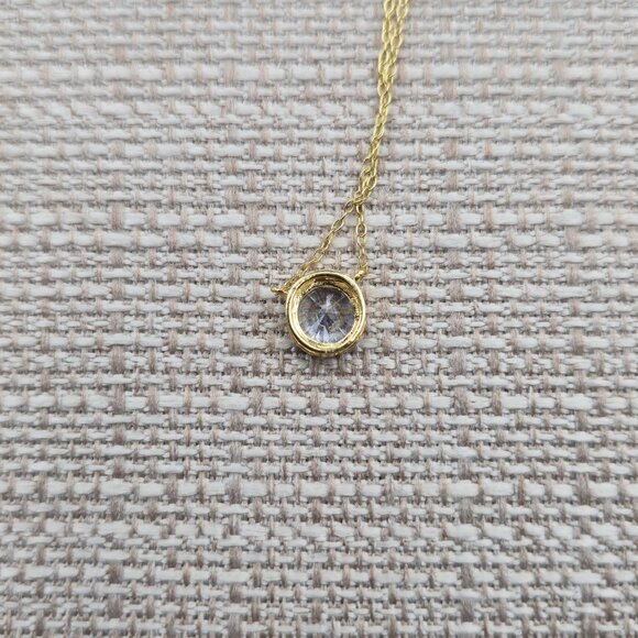 18 Inch Gold Over Sterling Silver Bright Cubic Zirconia Gem Necklace A6060 - Picture 5 of 8